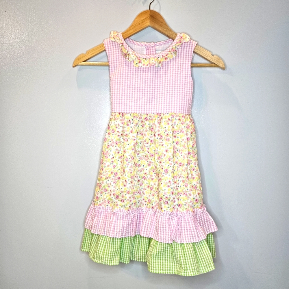 Floral & Gingham Dress Size 6x Rare Editions